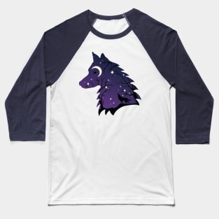 Wolf Head Night Sky Baseball T-Shirt